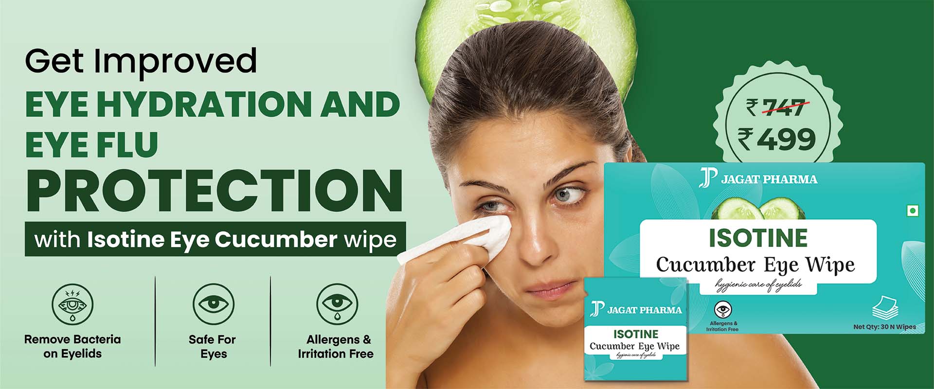 Isotine Cucumber Eye Wipes For eye flu