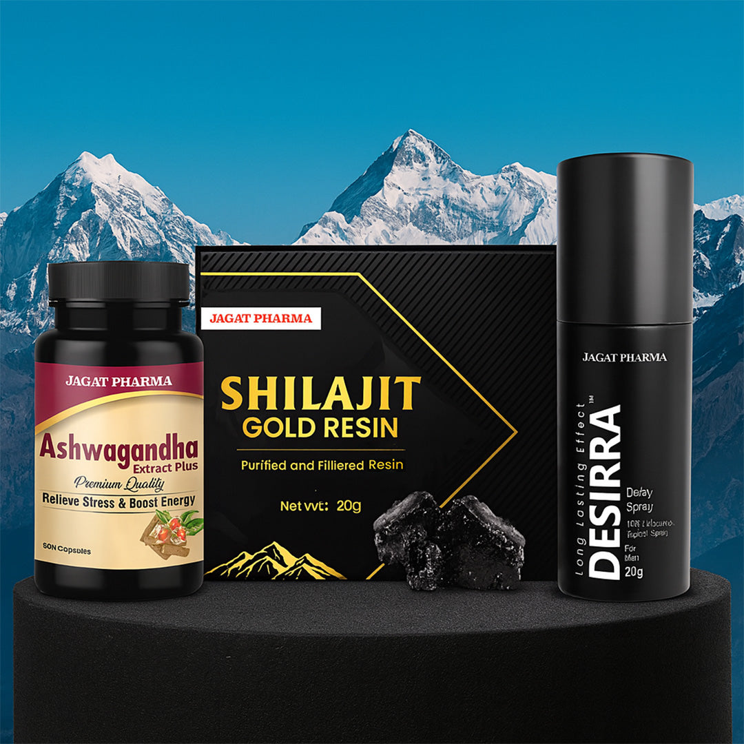 Shilajit Resin + Ashwagandha + Desirra: Stamina, Energy & Intimacy Combo