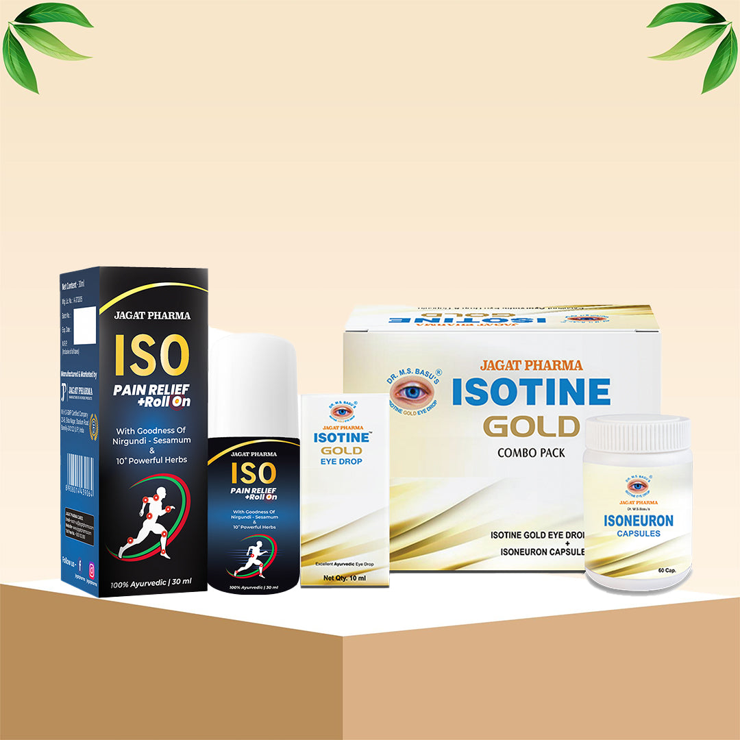 Isotine Gold + ISO Pain Relief Roll-On: Eye & Pain Care Combo