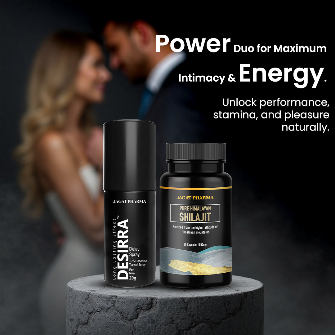 Desirra - Delay Spray For Men + Pure Himalayan Shilajit Capsules