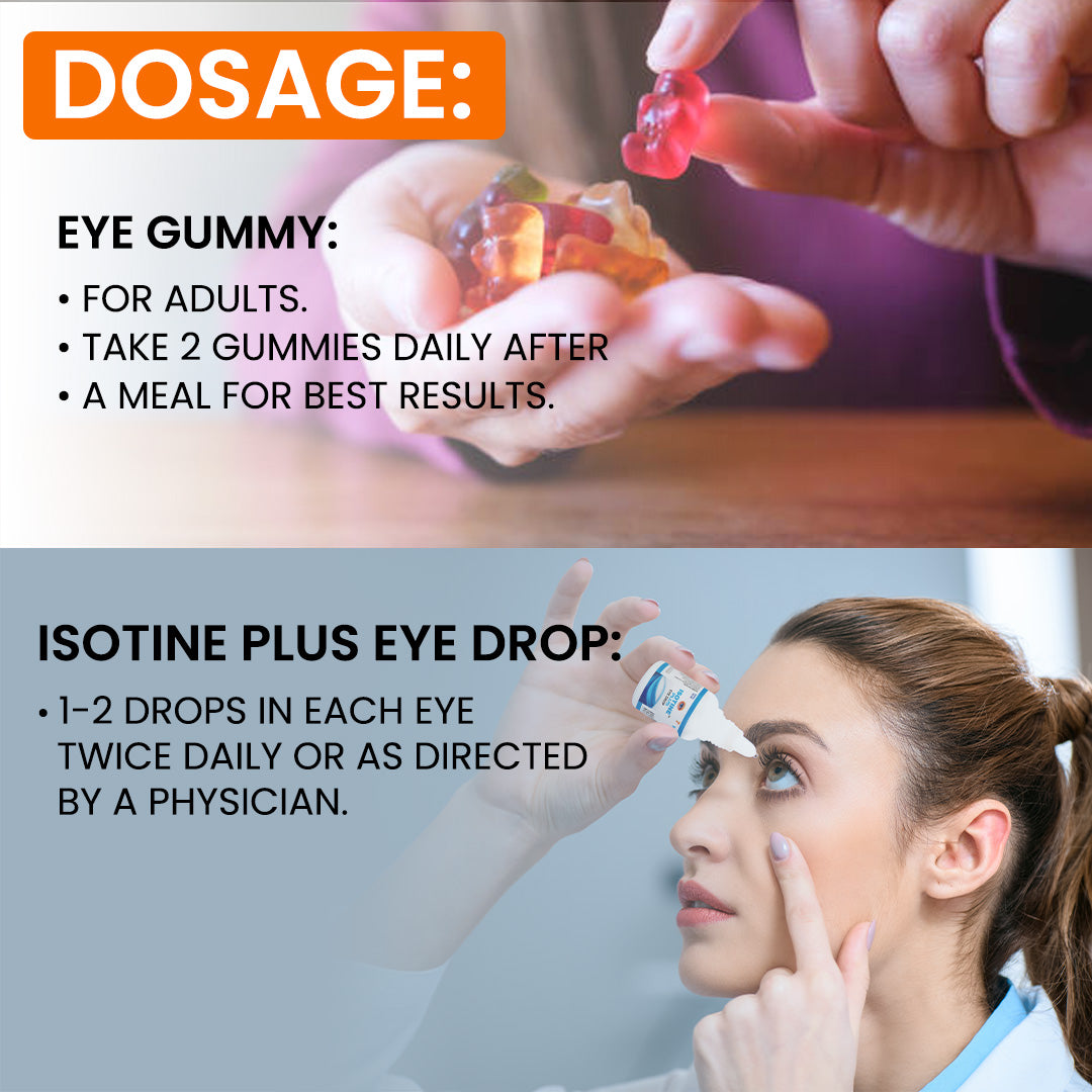 Isotine Eye Gummy (Adults) + Isotine Plus Combo: Ultimate Nutritional Support for Healthy Eyes