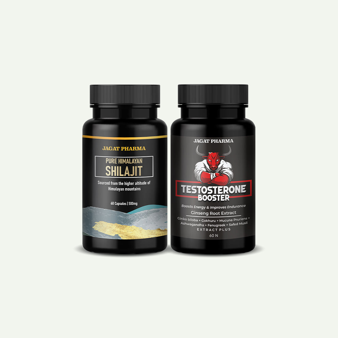 Jagat Pharma Pure Himalayan Shilajit + Testosterone Booster.
