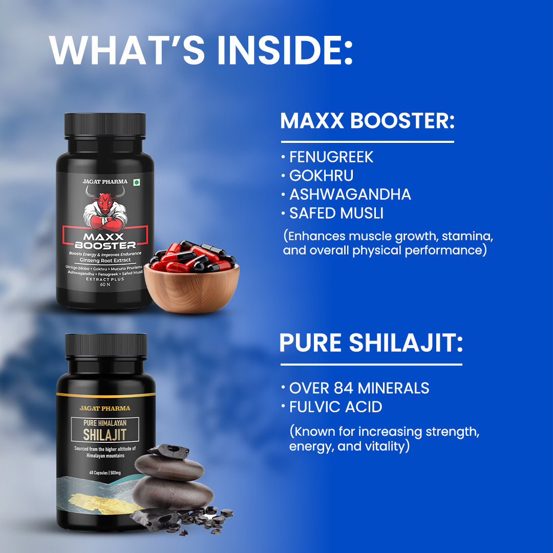 Maxx Booster + Pure Shilajit: Unleash Strength, Energy, and Vitality!