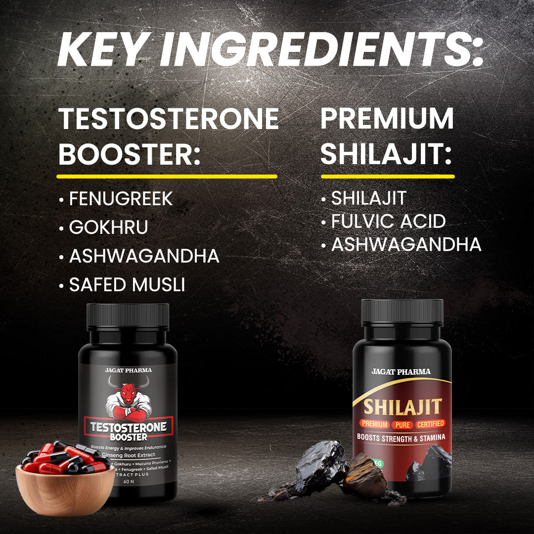 Testosterone Booster + Premium Shilajit Combo: To Improve Your Stamina, Power & Performance