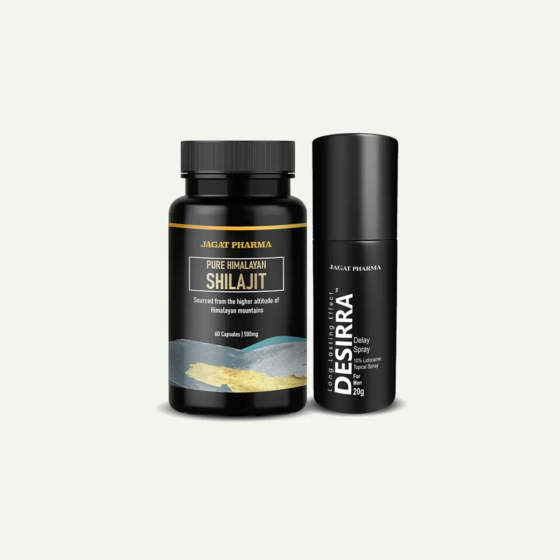 Jagat Pharma Pure Himalayan Shilajit + Desirra Daily Spray.