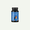 A black plastic bottle of Jagat Pharma 'for Her' PCOS CAPS dietary supplements, featuring a blue label with a stylized illustration of a woman, set against a solid off-white background.