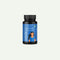 A black plastic bottle of Jagat Pharma 'for Her' PCOS CAPS dietary supplements, featuring a blue label with a stylized illustration of a woman, set against a solid off-white background.