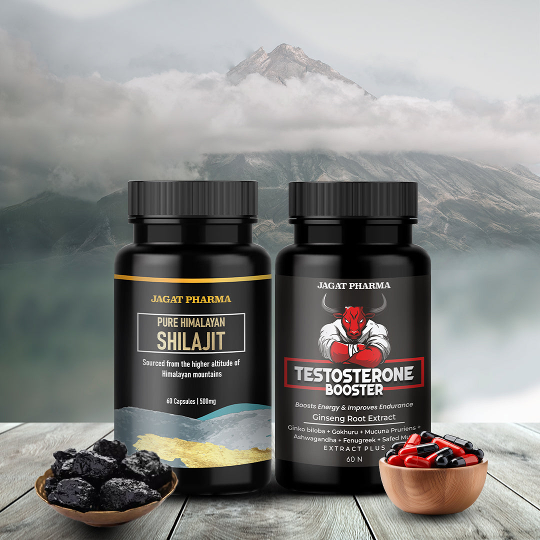 Testosterone Booster + Pure Shilajit: Unleash Strength, Energy, and Vitality!